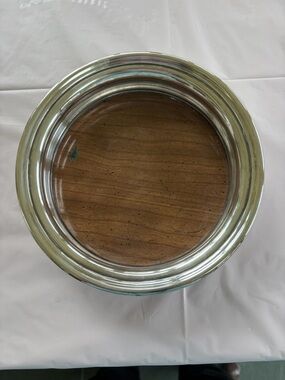 Round Silver & Wood Wine Coaster